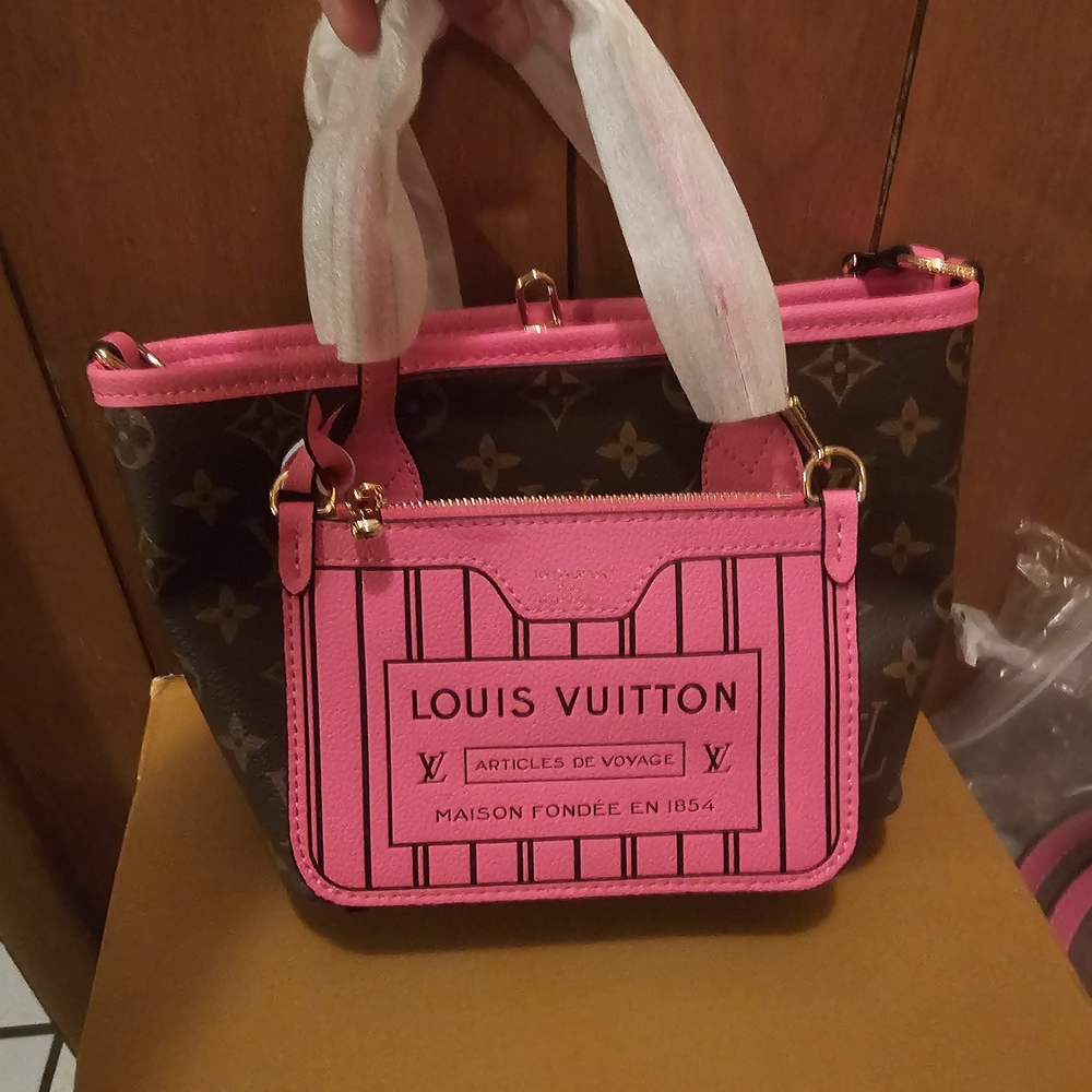 Pink and Brown Women's Bag